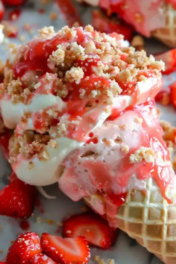 Strawberry Crunch Cheesecake Cones