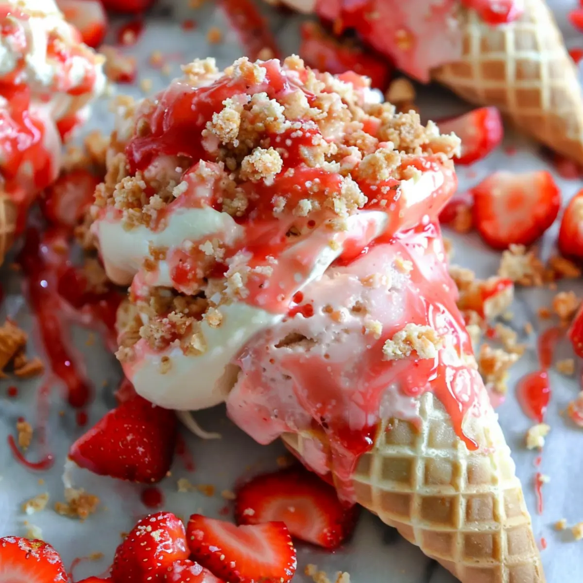 Strawberry Crunch Cheesecake Cones