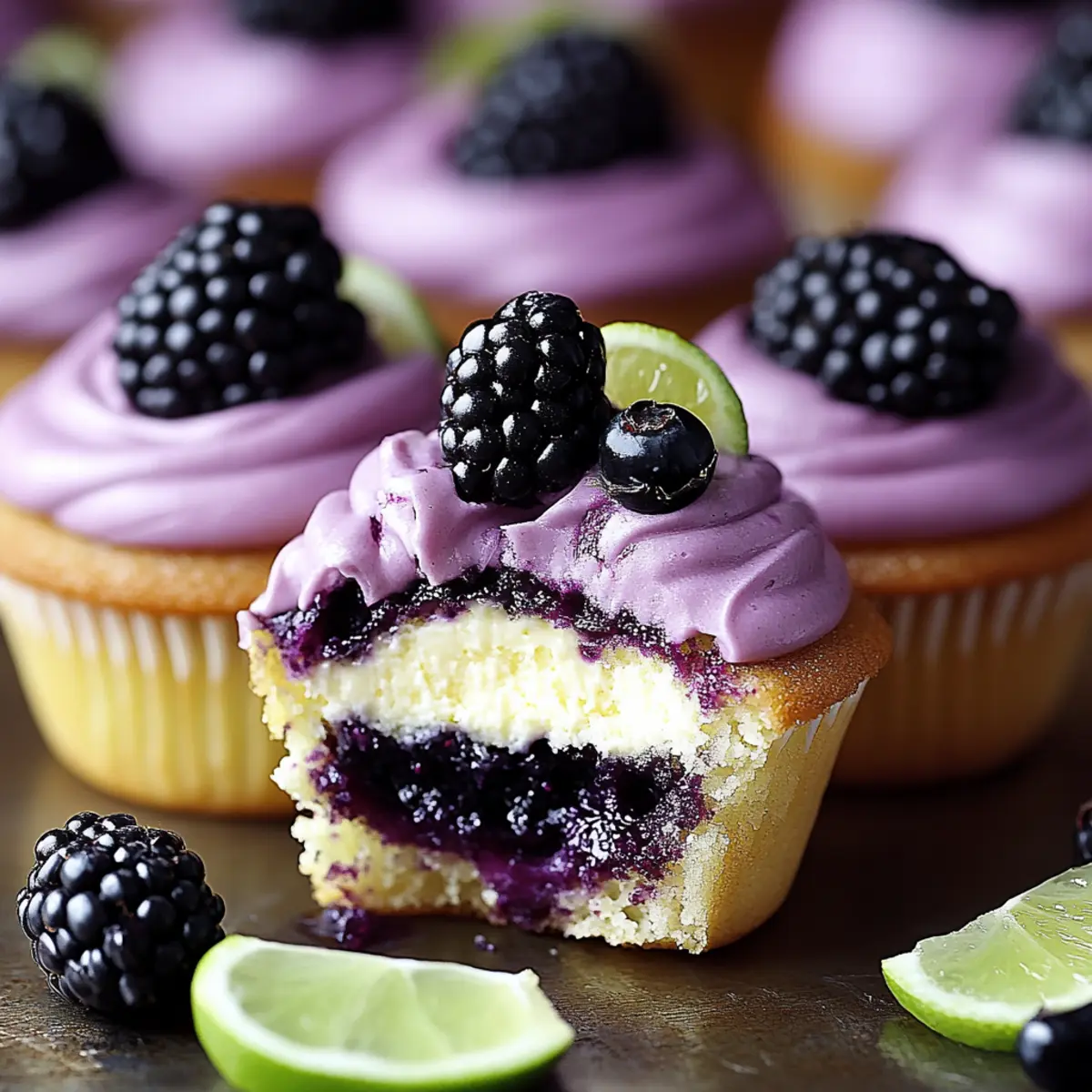 Blackberry Lime Cheesecake Cupcakes