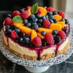 Blueberry peach cheesecake