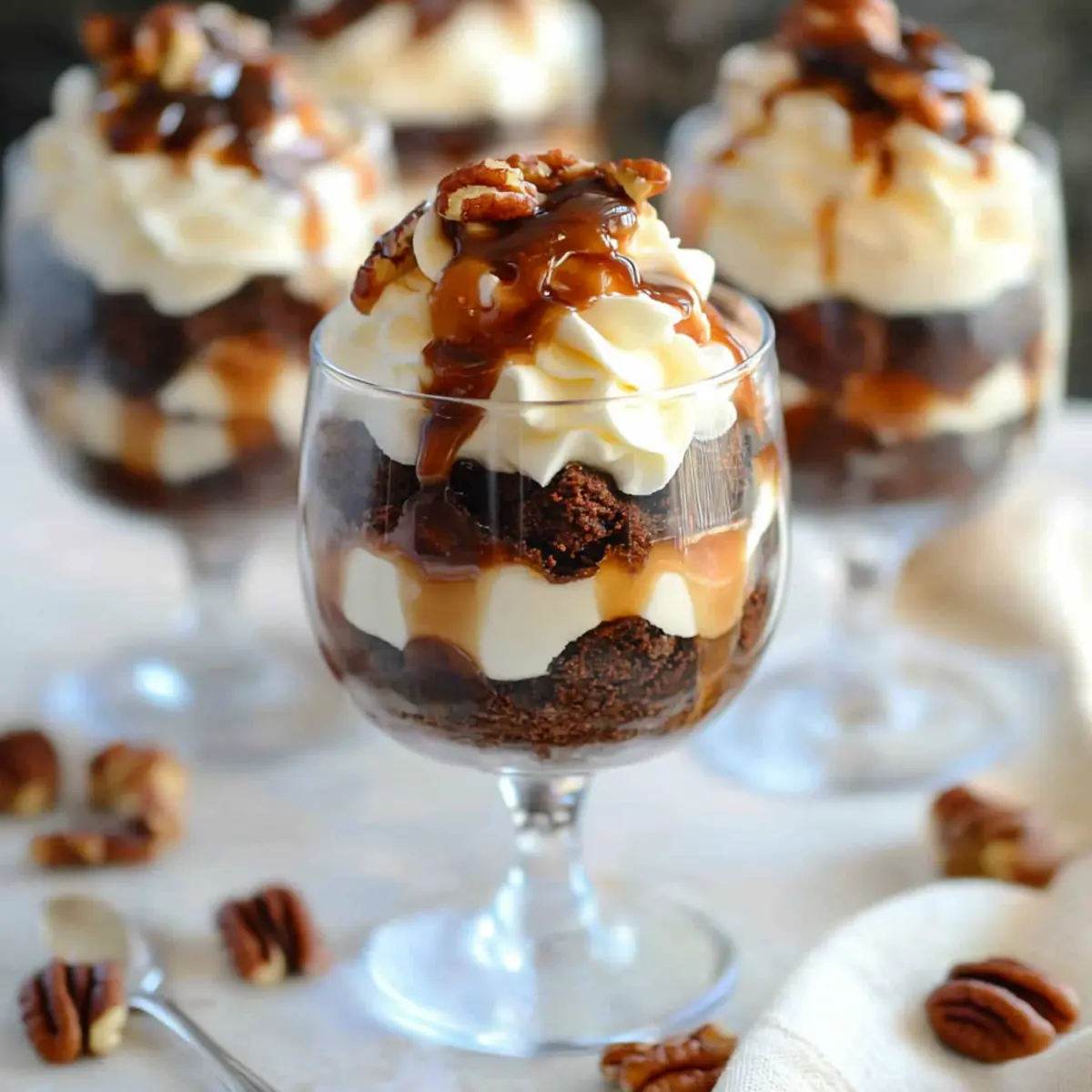 Caramel Pecan Brownie Trifles
