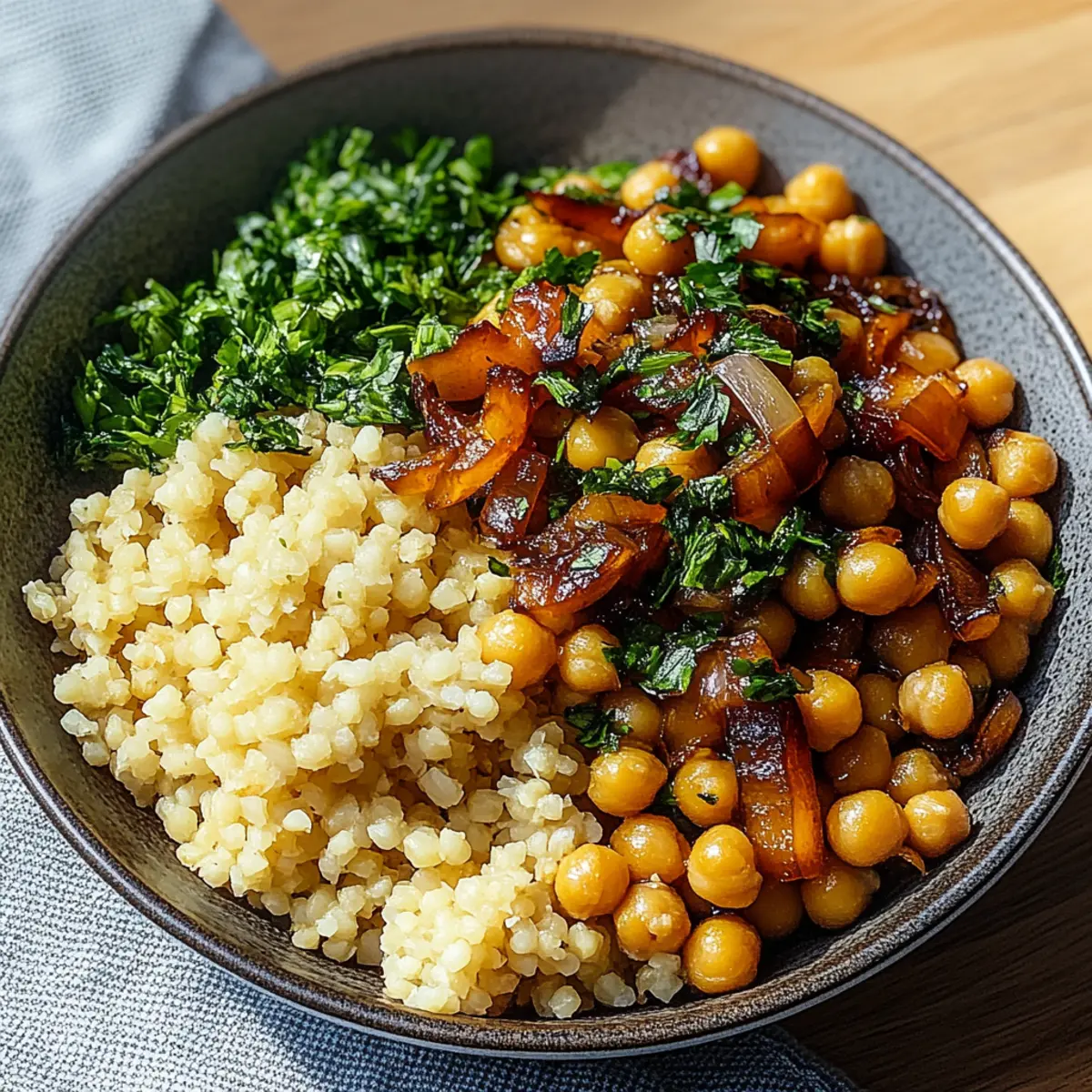 Caramelized Onion Chickpea Grain Bowl