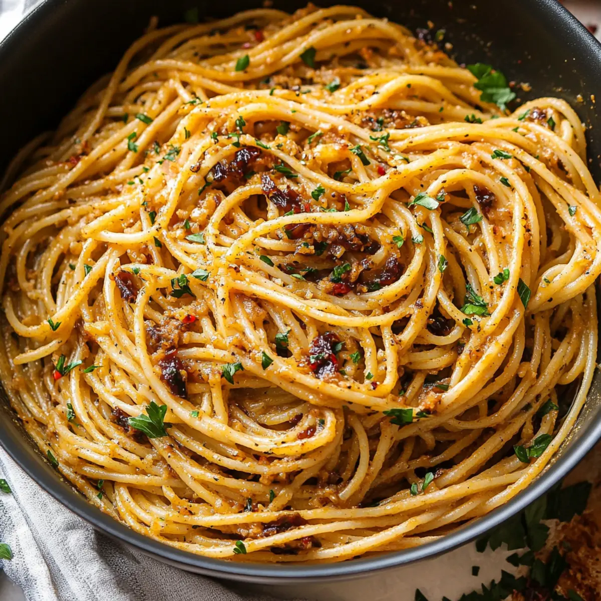 Caramelized Onion and Chili Oil Pasta