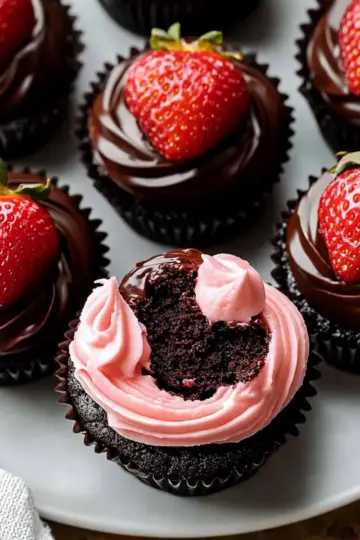 Chocolate Covered Strawberry Cupcakes