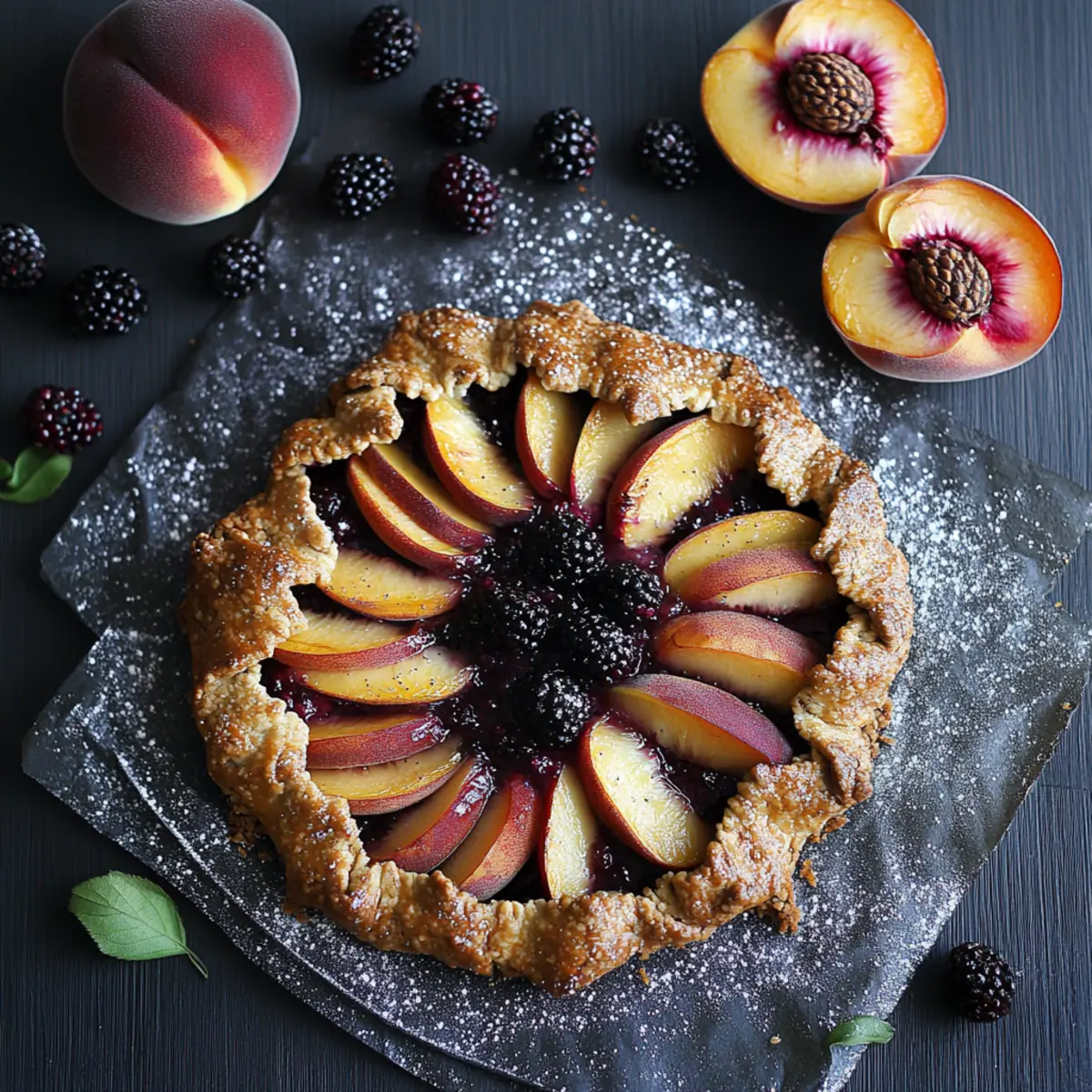 Peach and Blackberry Galette with Almond Crust