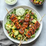 bbq chicken skewer salad