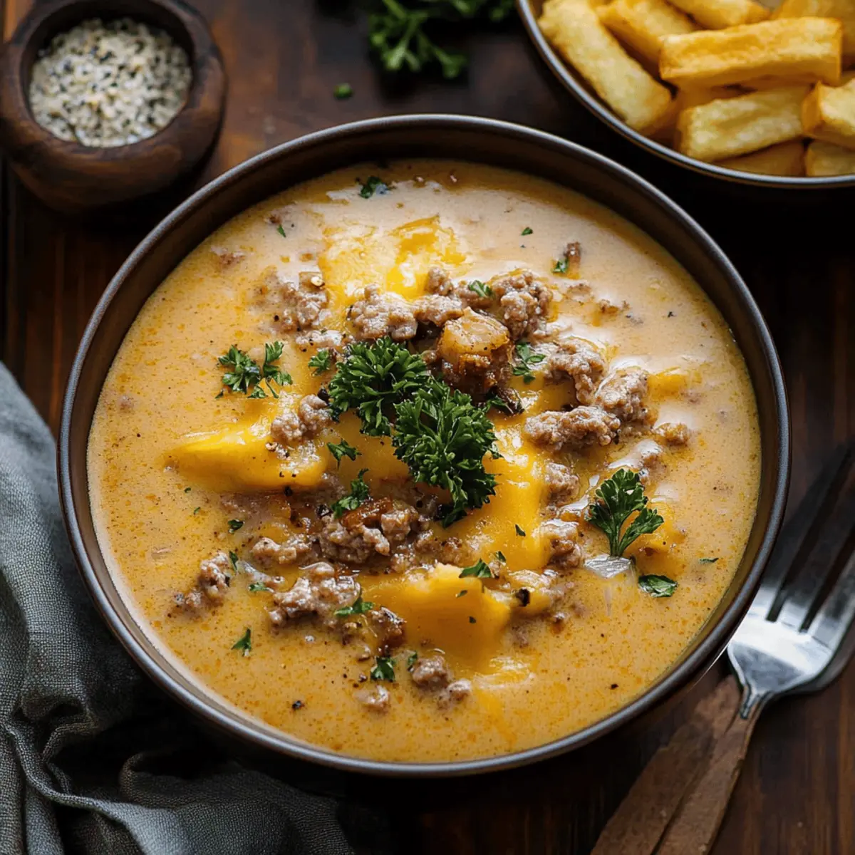 Cheesy Beef and Potato Soup
