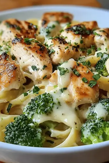 Creamy Chicken Alfredo Fettuccine with Broccoli Bliss