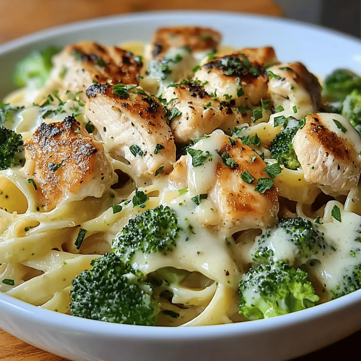 Creamy Chicken Alfredo Fettuccine with Broccoli Bliss