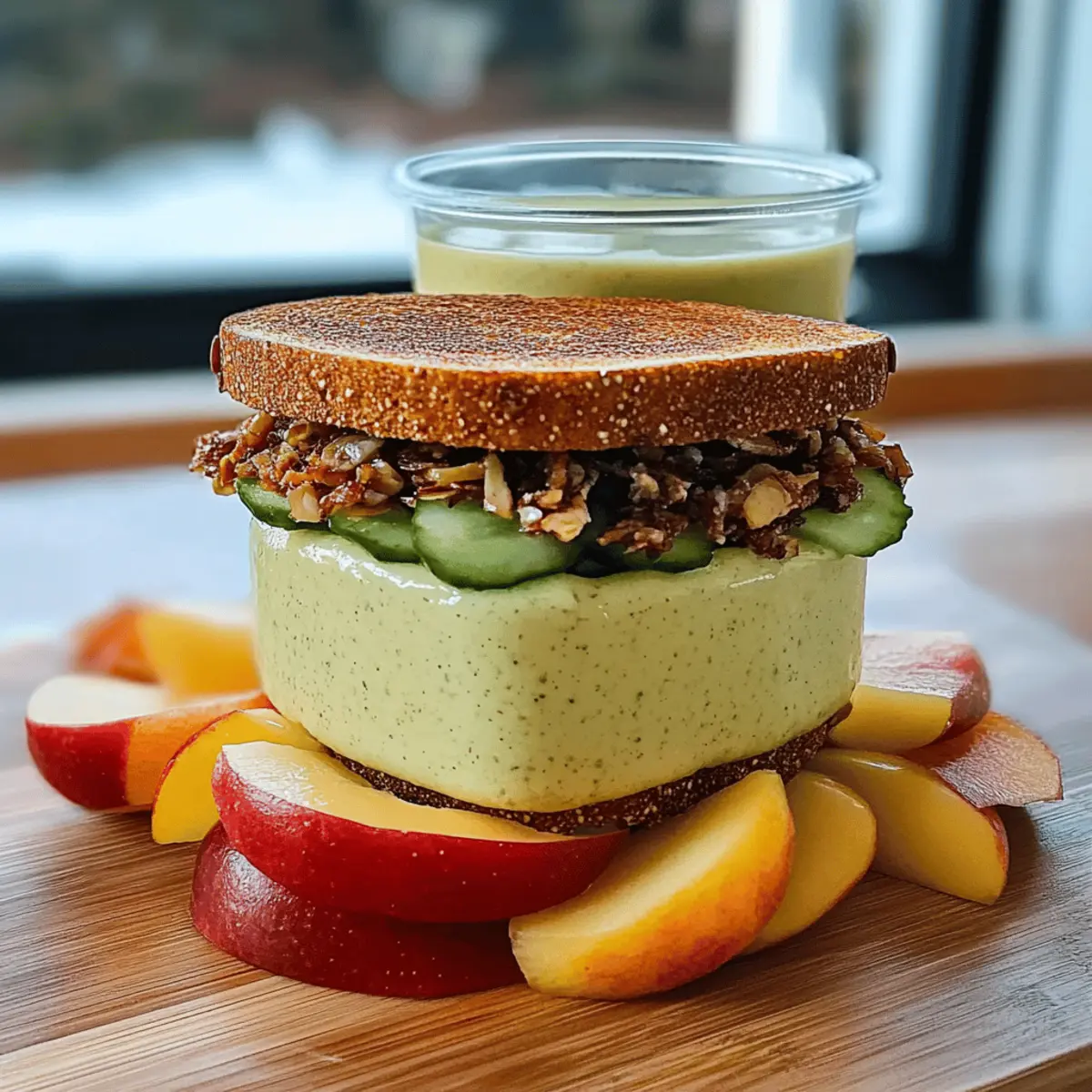 Crunchy Apple Sandwich with Granola & Yogurt Snack