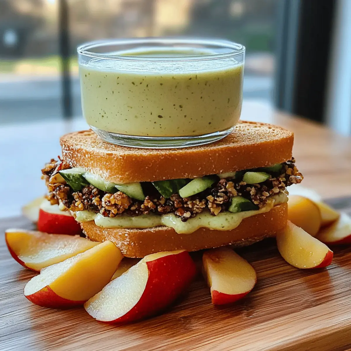 Crunchy Apple Sandwich with Granola & Yogurt Snack