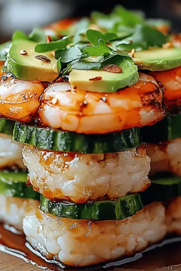 Spicy Shrimp Sushi Stacks