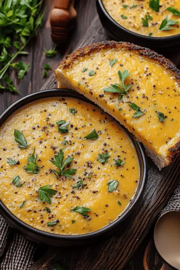 Hearty Cheddar Garlic Herb Potato Soup