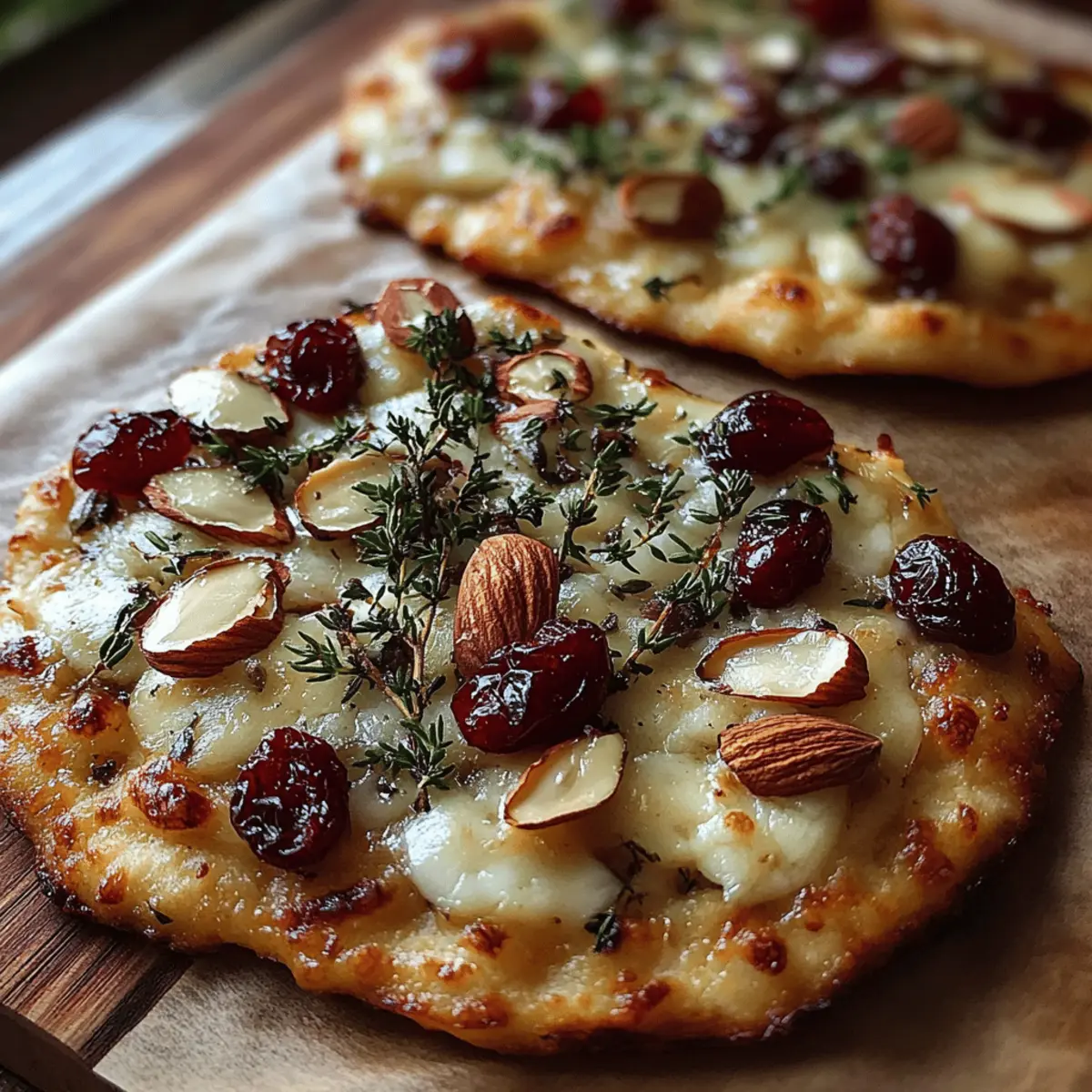 Crispy Flatbread with Brie, Cranberries & Toasted Almonds