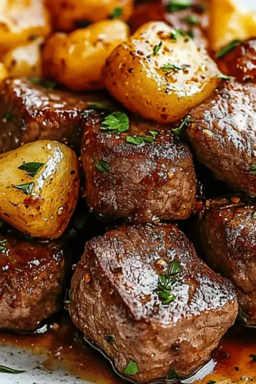 Garlic Butter Steak Bites and Potatoes