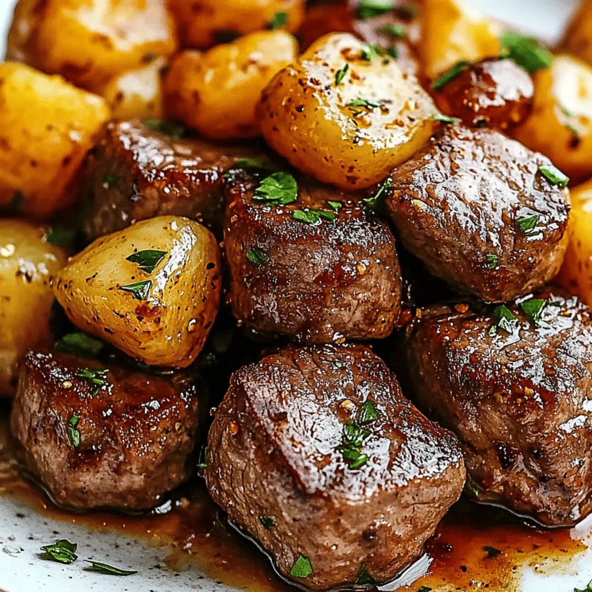 Garlic Butter Steak Bites and Potatoes