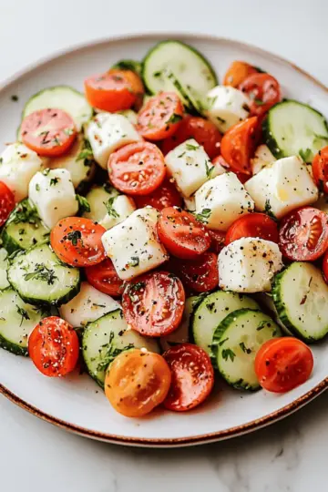 Fresh Cucumber Caprese Salad