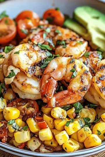 Avocado Corn Salad With Grilled Shrimp