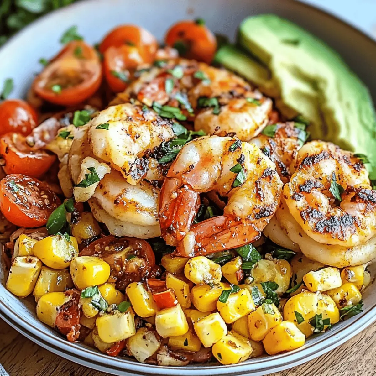 Avocado Corn Salad With Grilled Shrimp