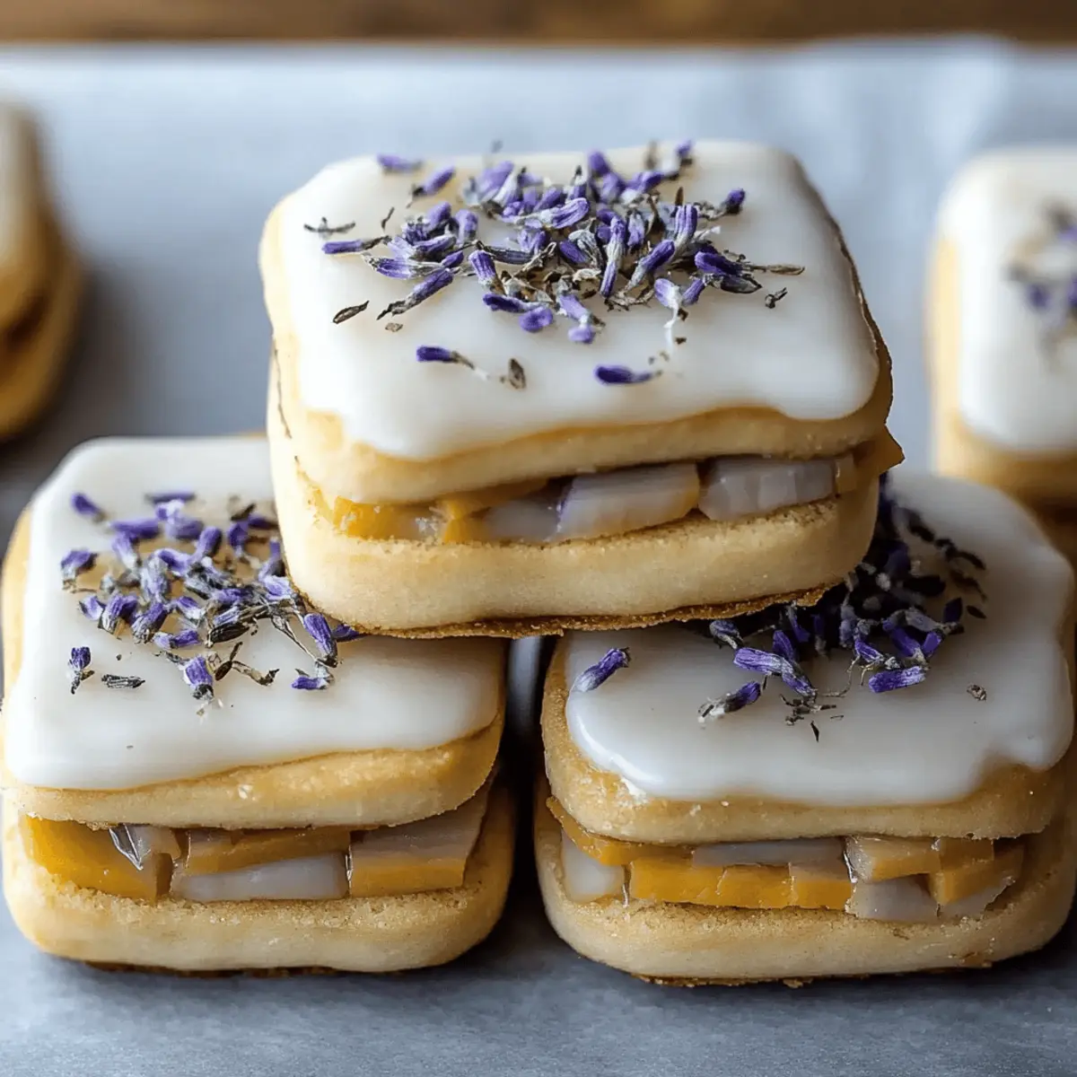 Iced Lemon Lavender Shortbread Cookies