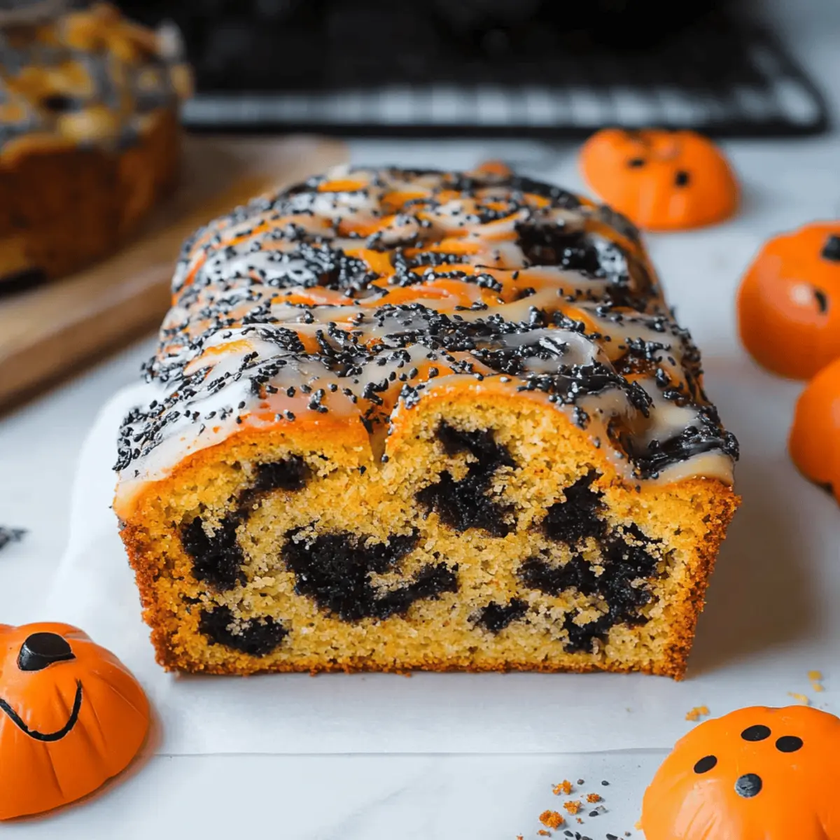 Orange and Black Halloween Marble Cake