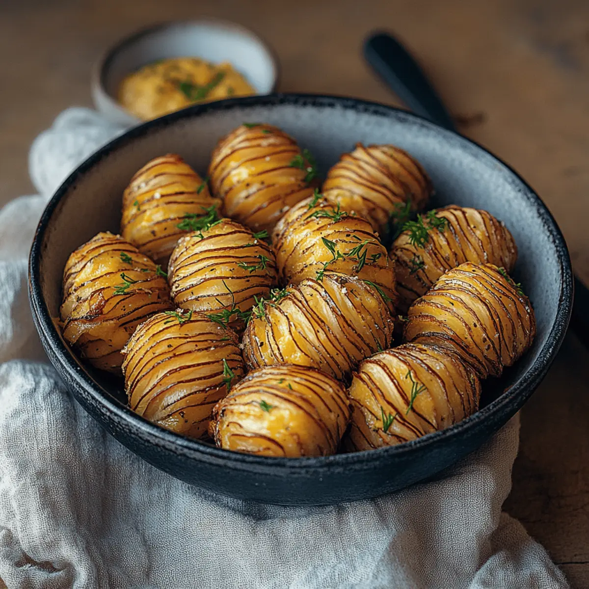 Oven-Baked Mini Hasselback Potatoes with Vegan Cajun Mayo