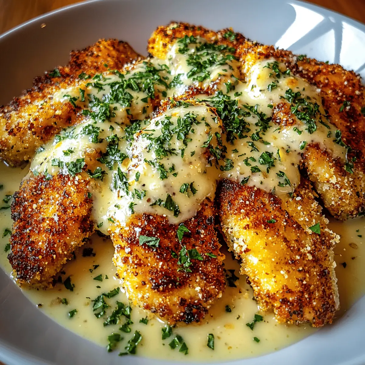 Crispy Parmesan Chicken with Garlic Sauce