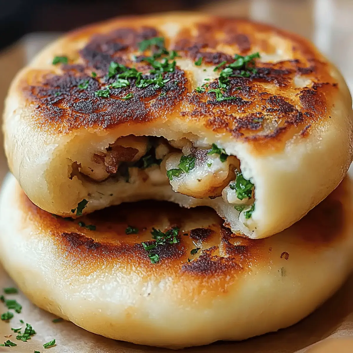 Mushroom Stuffed Potato Cakes