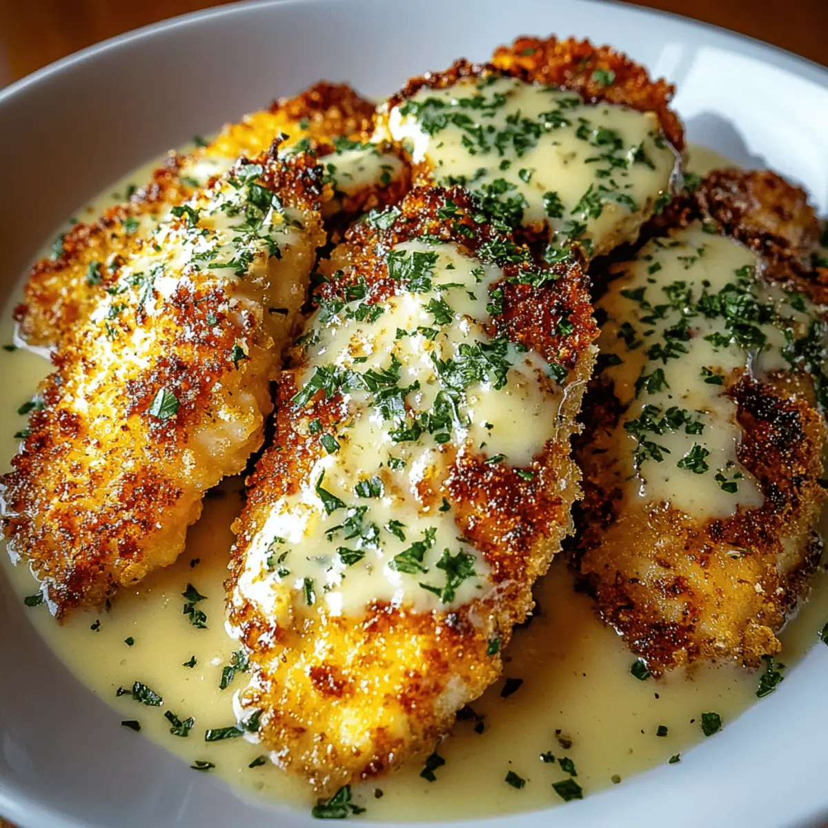 Crispy Parmesan Chicken with Garlic Sauce