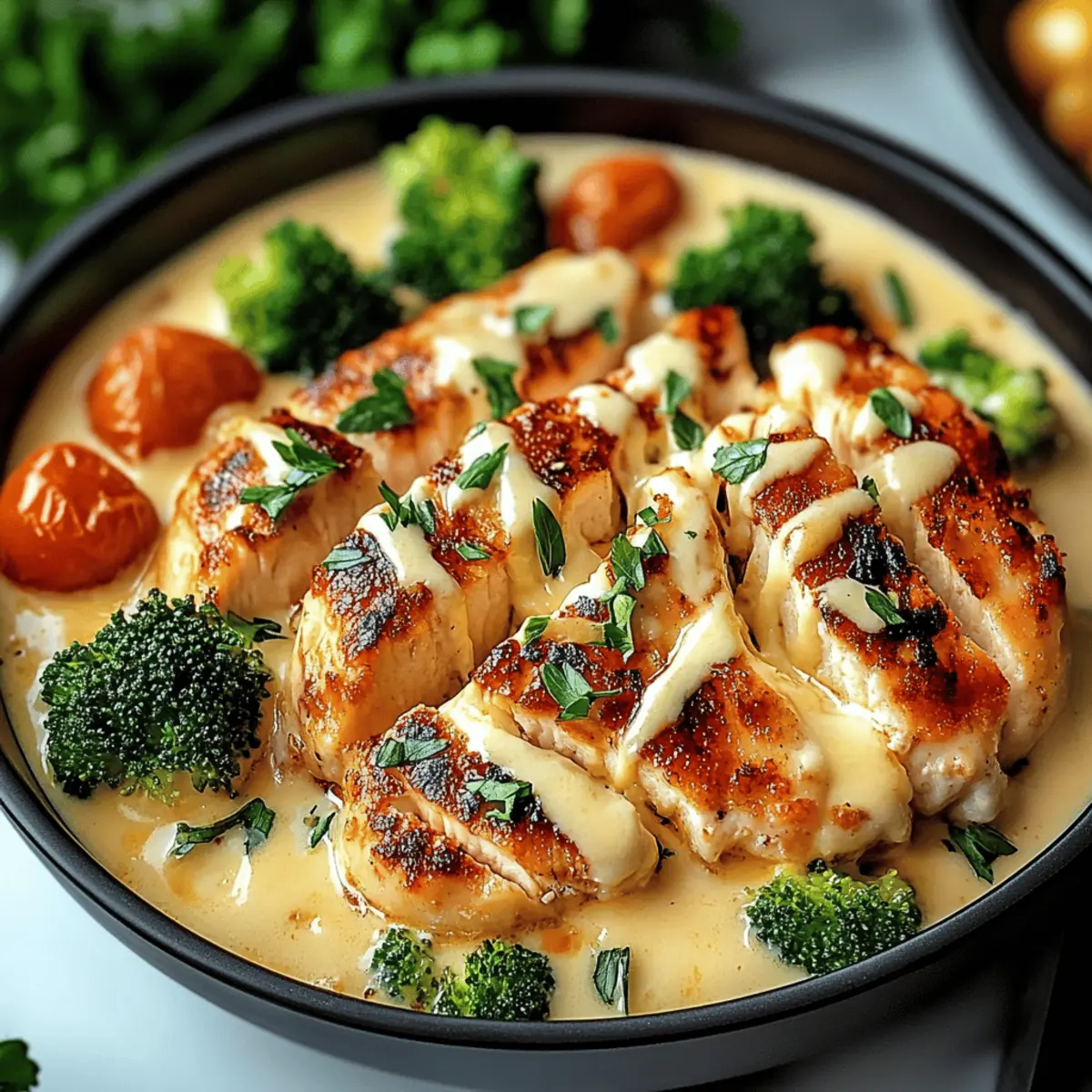 Grilled Chicken & Broccoli Bowls with Creamy Garlic Sauce