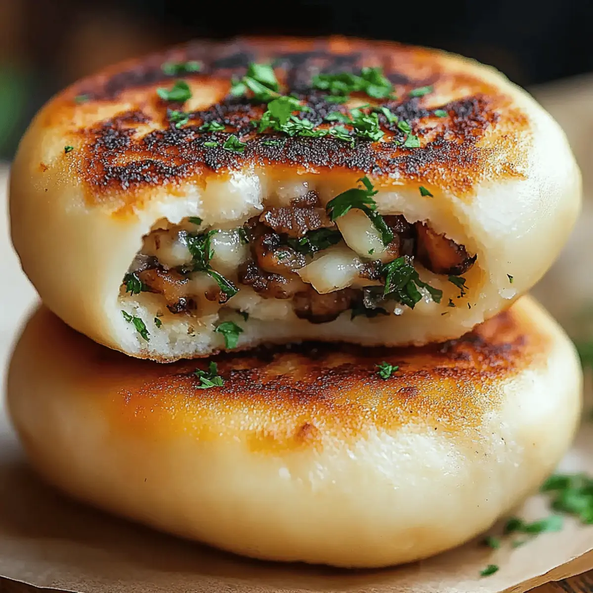 Mushroom Stuffed Potato Cakes