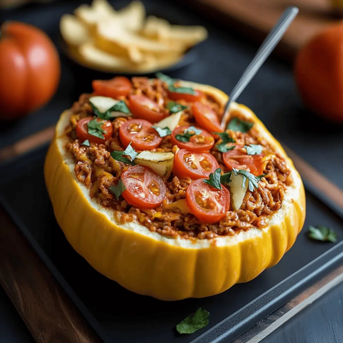 Pumpkin Taco Dip in a Hollowed Mini Pumpkin