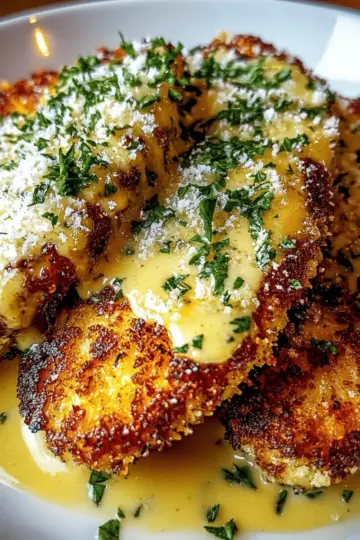 Crispy Parmesan Chicken with a Rich Garlic Sauce