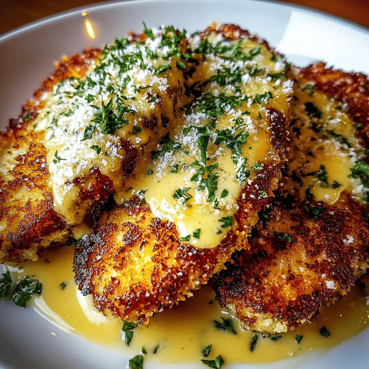 Crispy Parmesan Chicken with a Rich Garlic Sauce