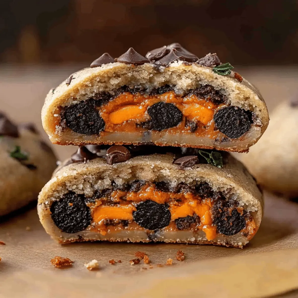 Halloween Oreo Stuffed Chocolate Chip Cookies