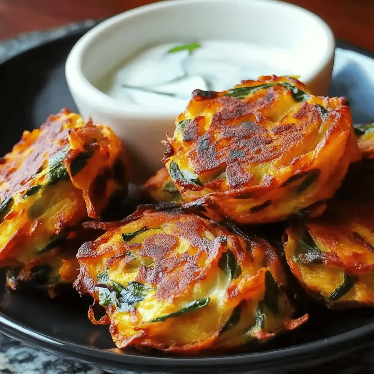 Onion and Spinach Pakoras with Mint Raita