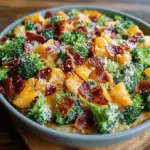 Broccoli Bacon Salad with Raisins and Cheddar Cheese