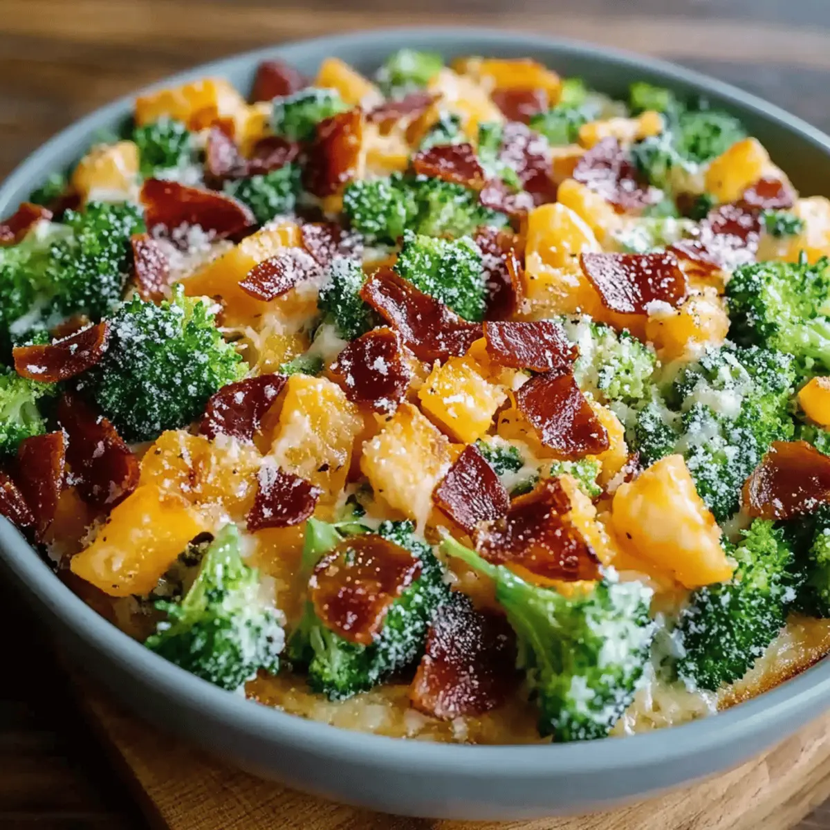 Broccoli Bacon Salad with Raisins and Cheddar Cheese