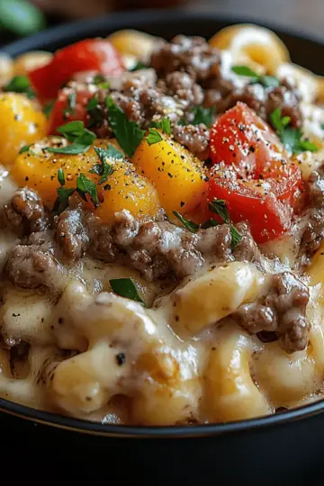 Creamy Philly Cheesesteak Mac & Cheese