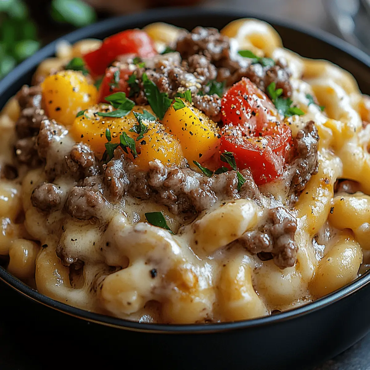 Creamy Philly Cheesesteak Mac & Cheese