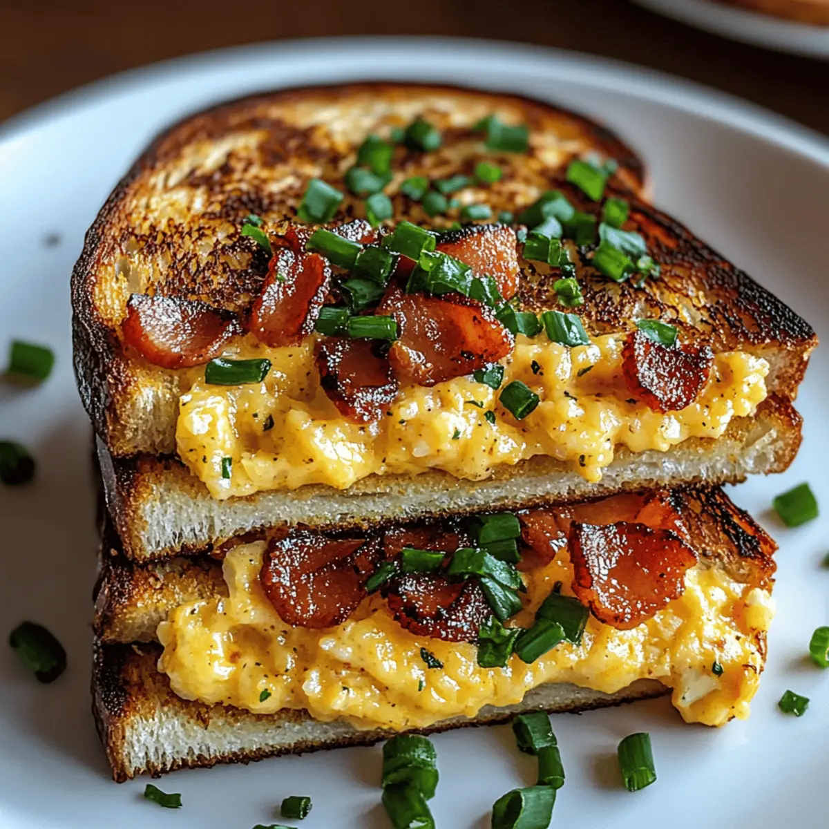 Breakfast Grilled Cheese with Scrambled Eggs and Bacon