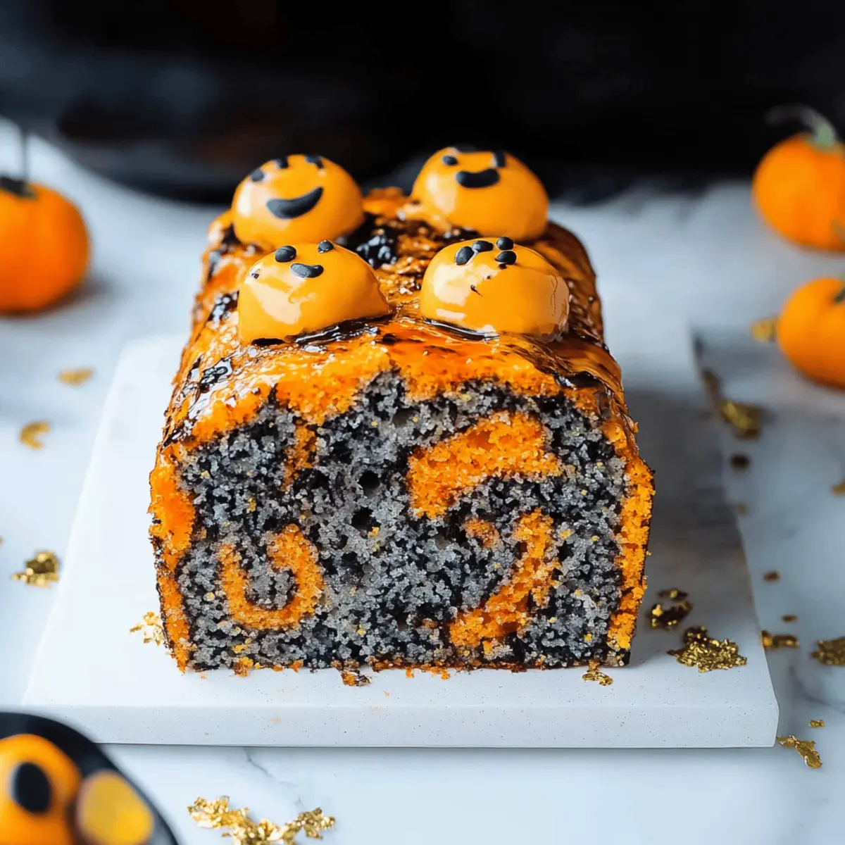 Orange and Black Halloween Marble Cake