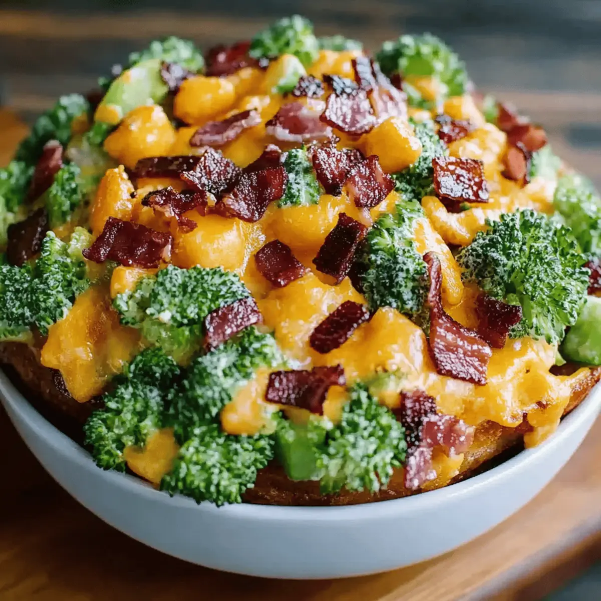 Broccoli Bacon Salad with Raisins and Cheddar Cheese