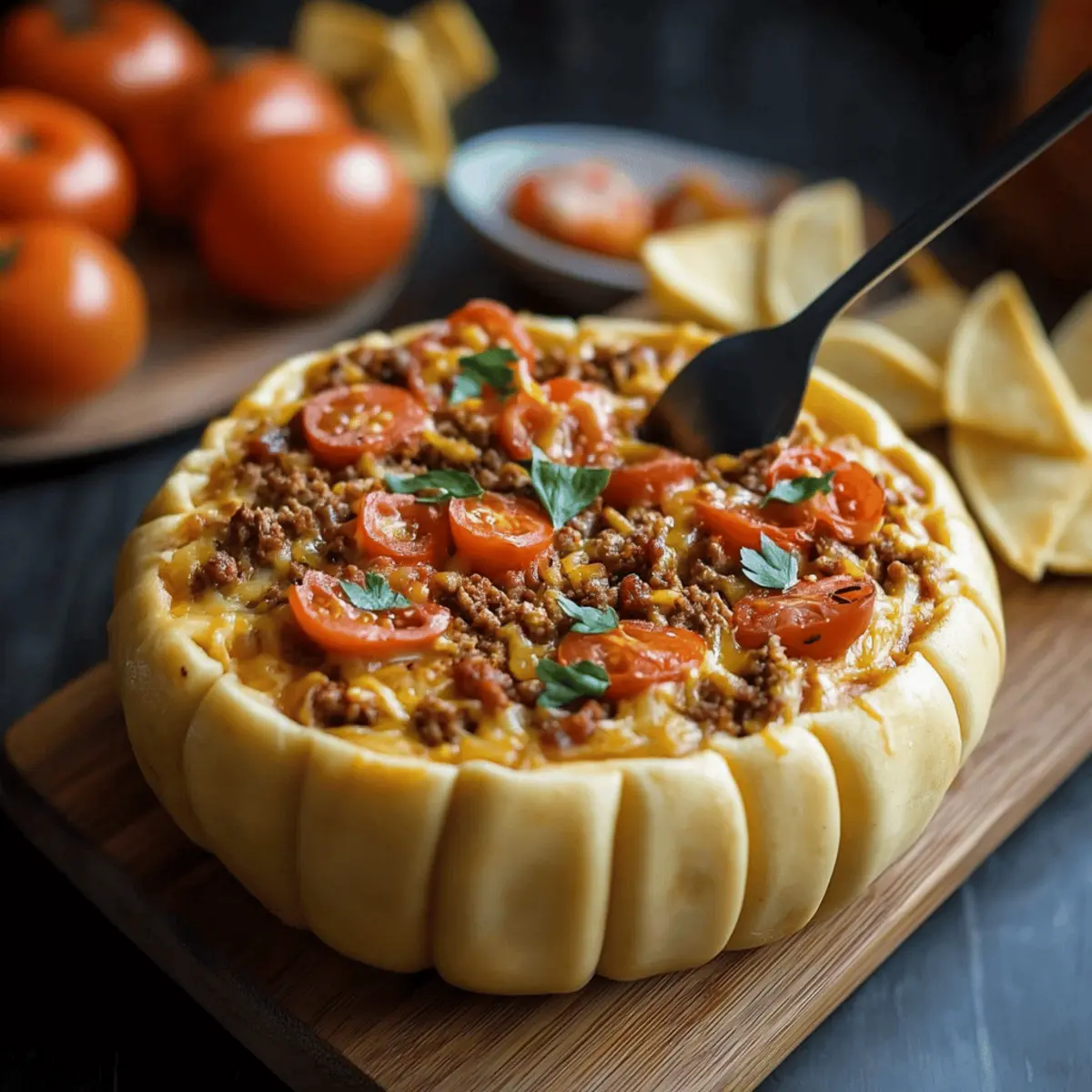 Pumpkin Taco Dip in a Hollowed Mini Pumpkin