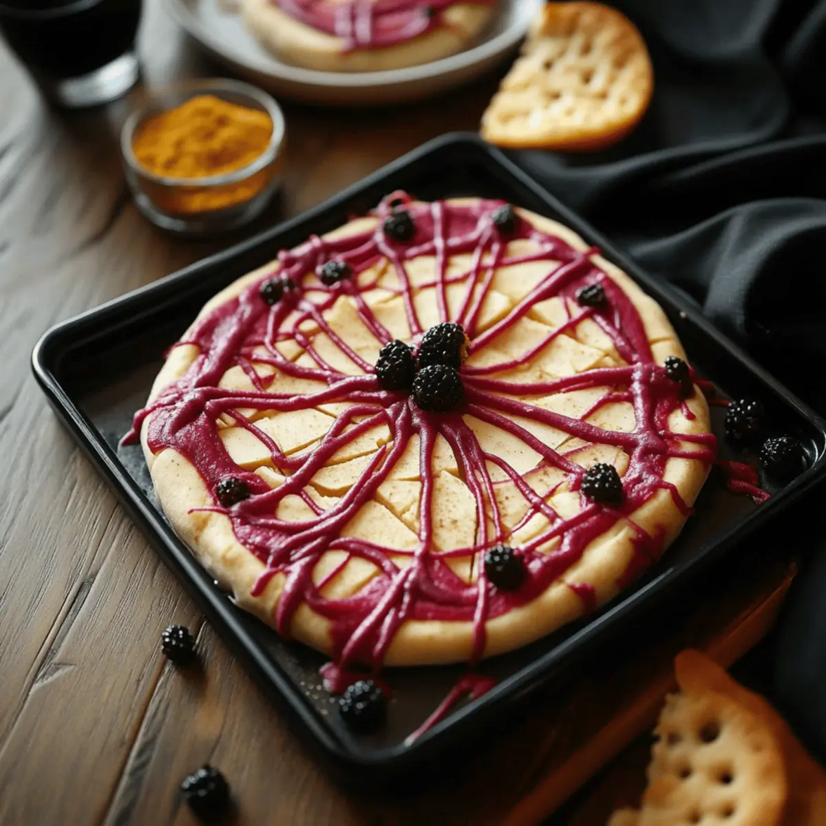 Bloody Beet Hummus with Cheese Web
