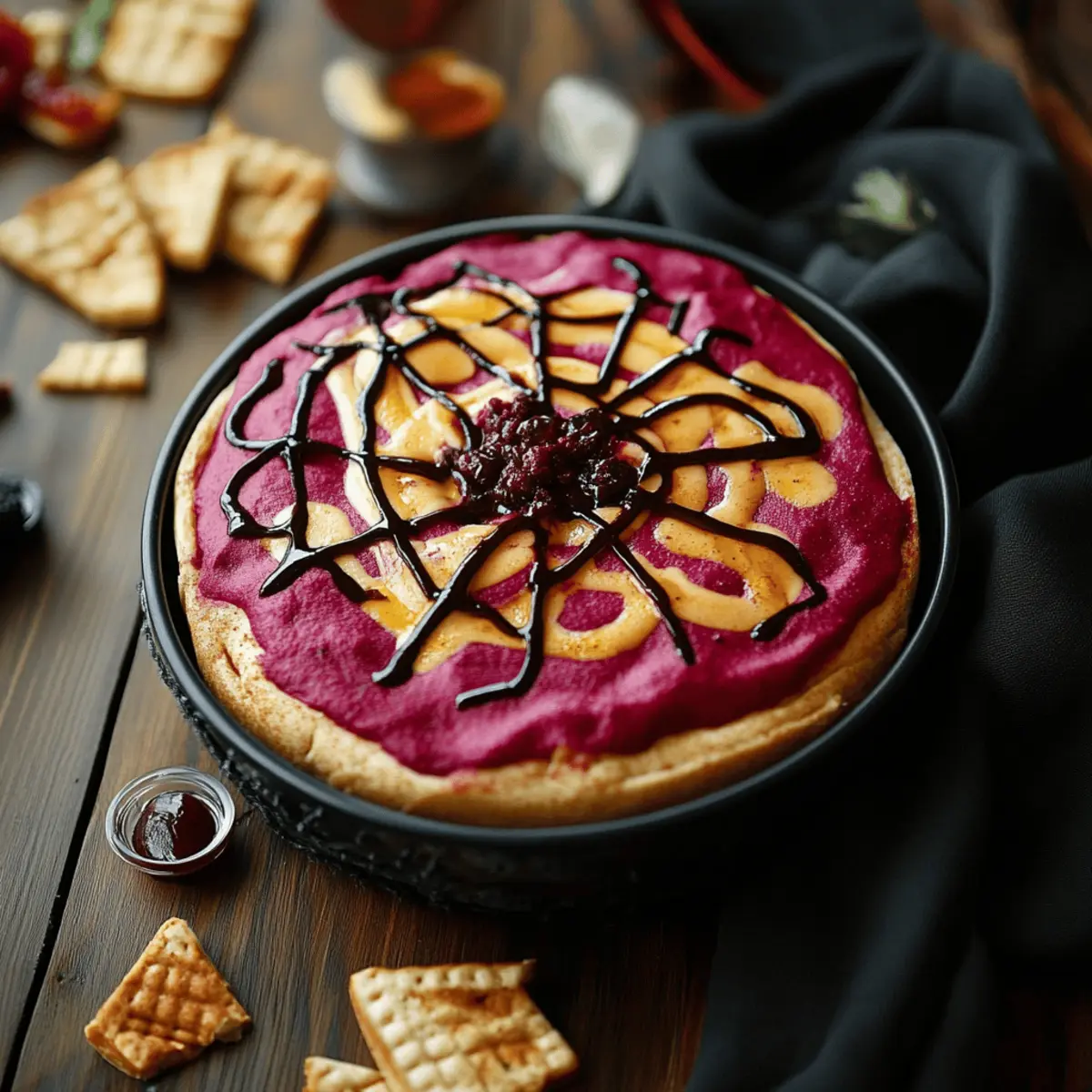 Bloody Beet Hummus with Cheese Web