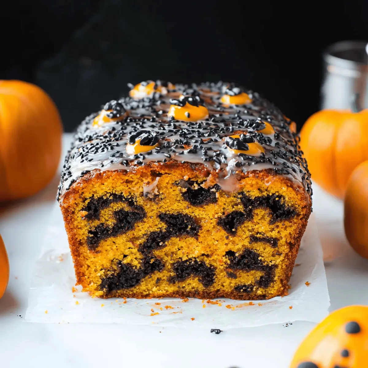 Orange and Black Halloween Marble Cake