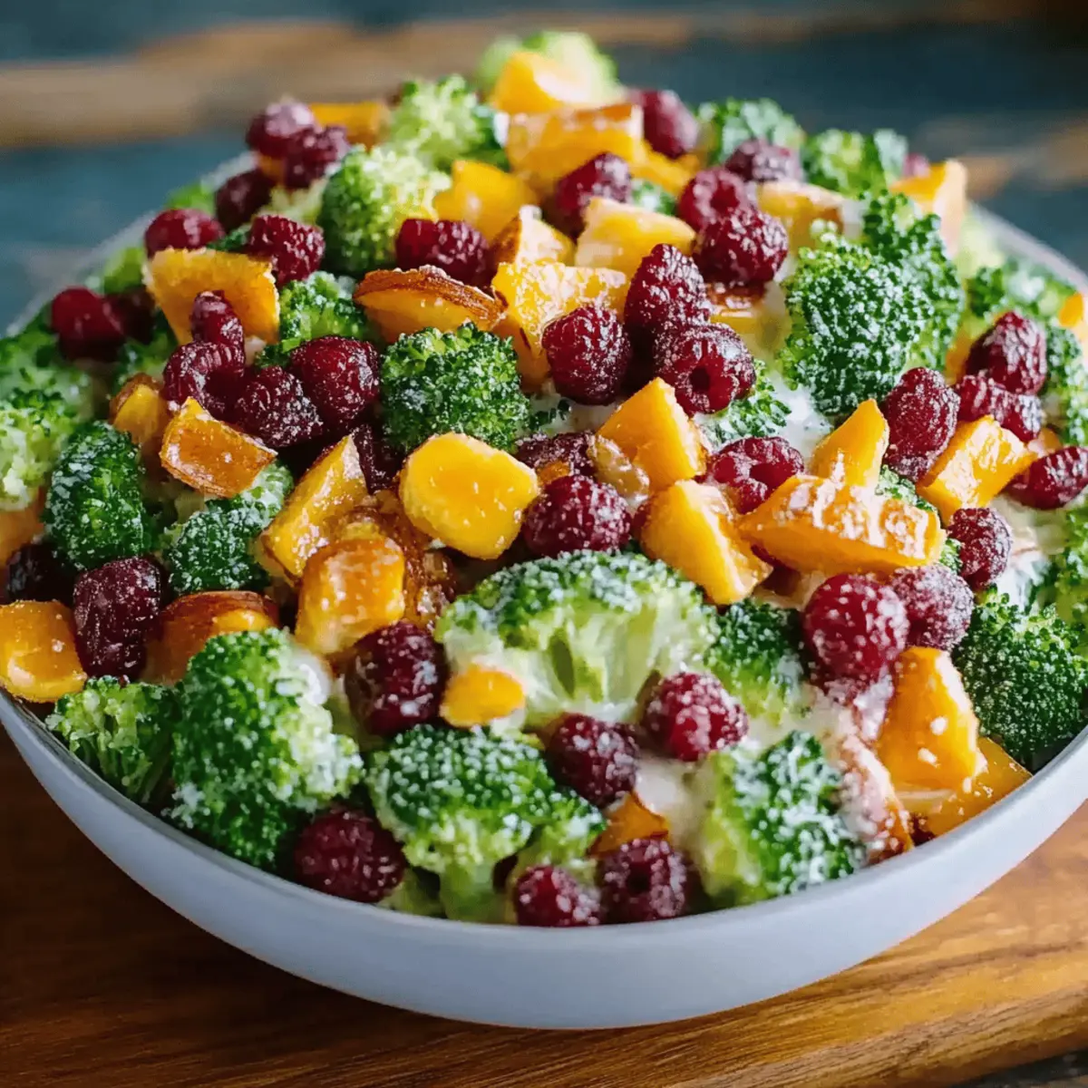 Broccoli Bacon Salad with Raisins and Cheddar Cheese