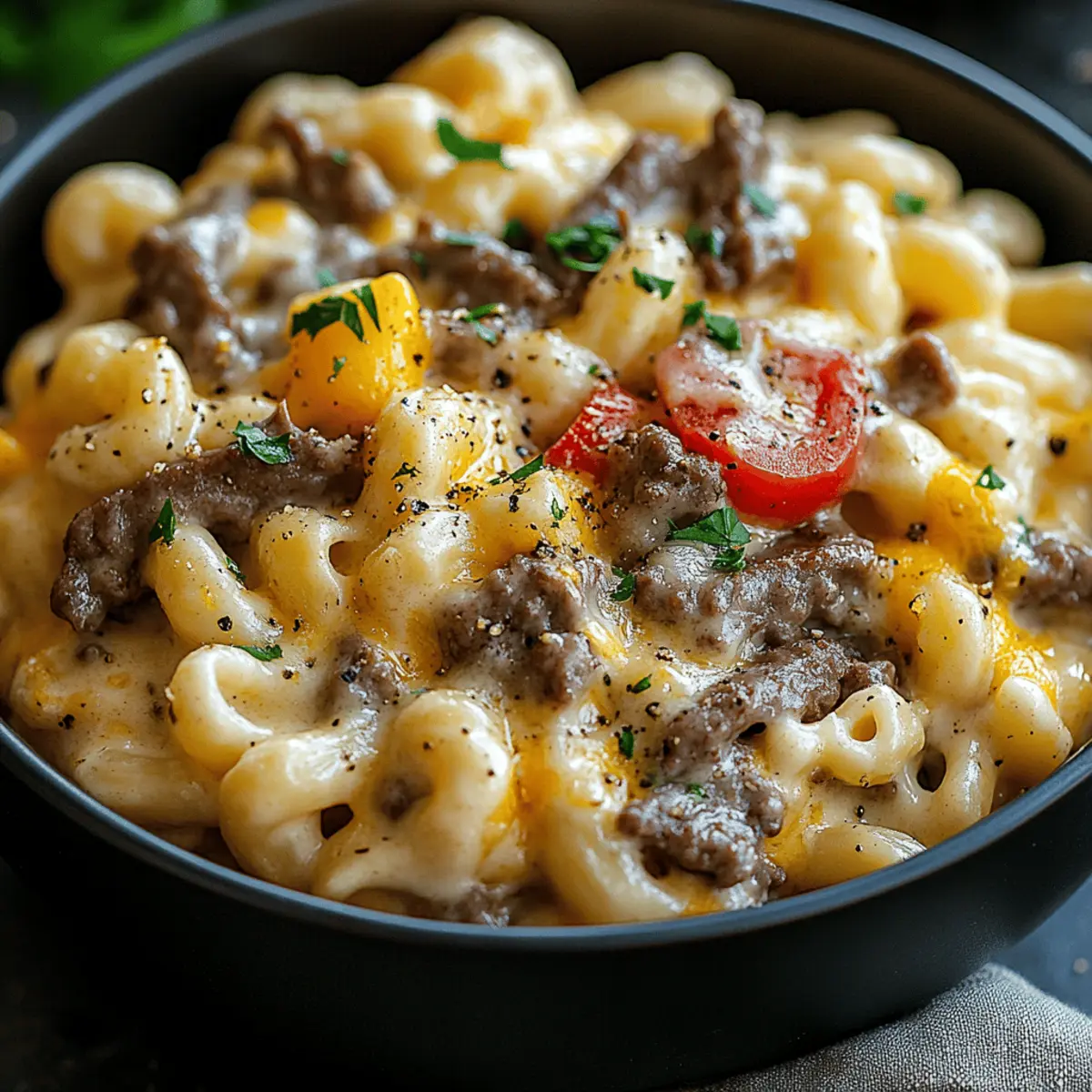 Creamy Philly Cheesesteak Mac & Cheese