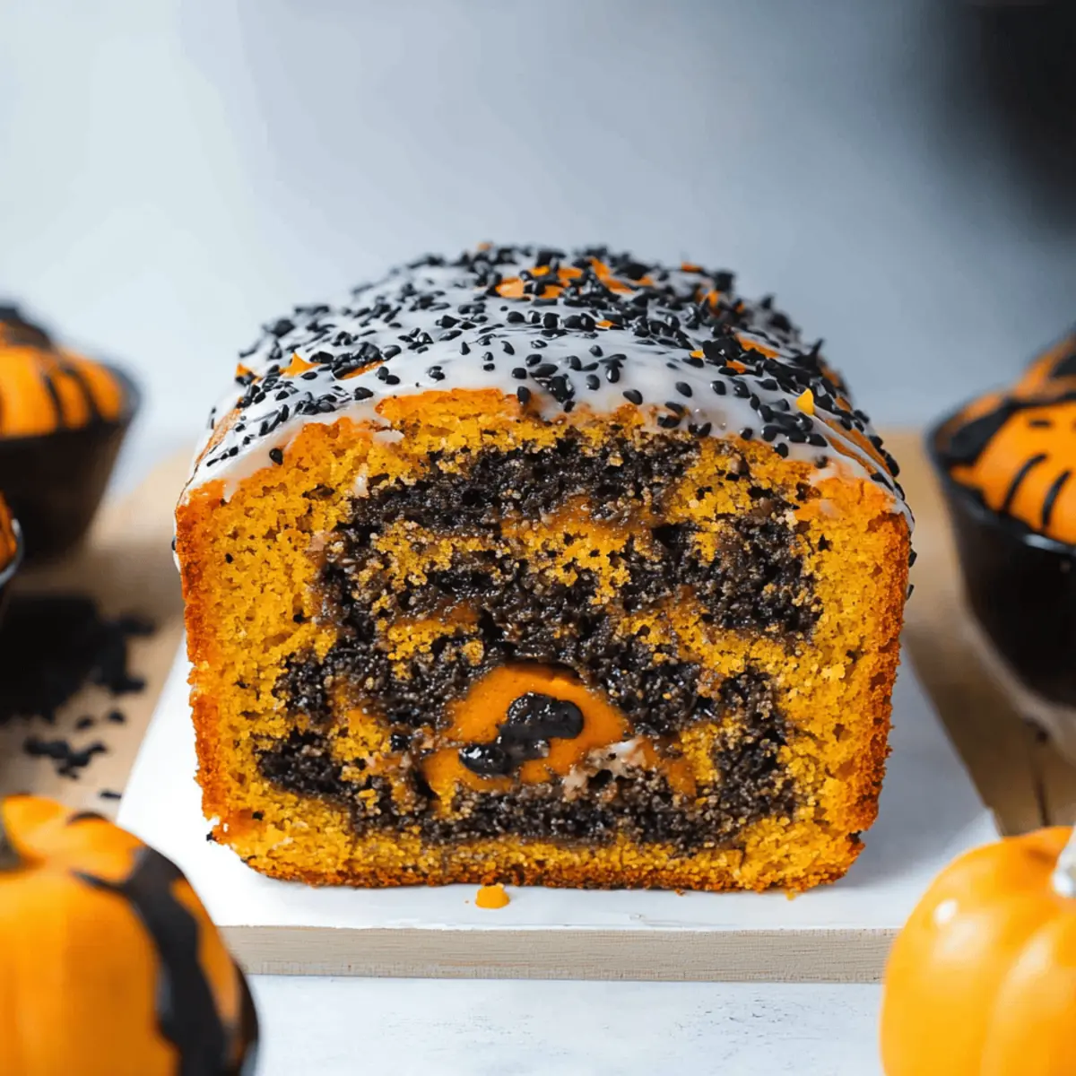 Orange and Black Halloween Marble Cake